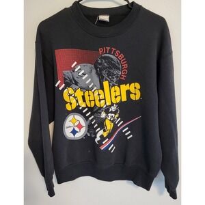 Pittsburgh Steelers Sweatshirt Vtg Sz Med Puffy Graphics Fruit Of Loom Has Stain